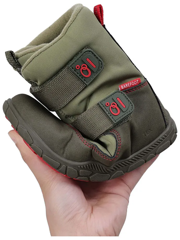 Leren barefootboots kaki