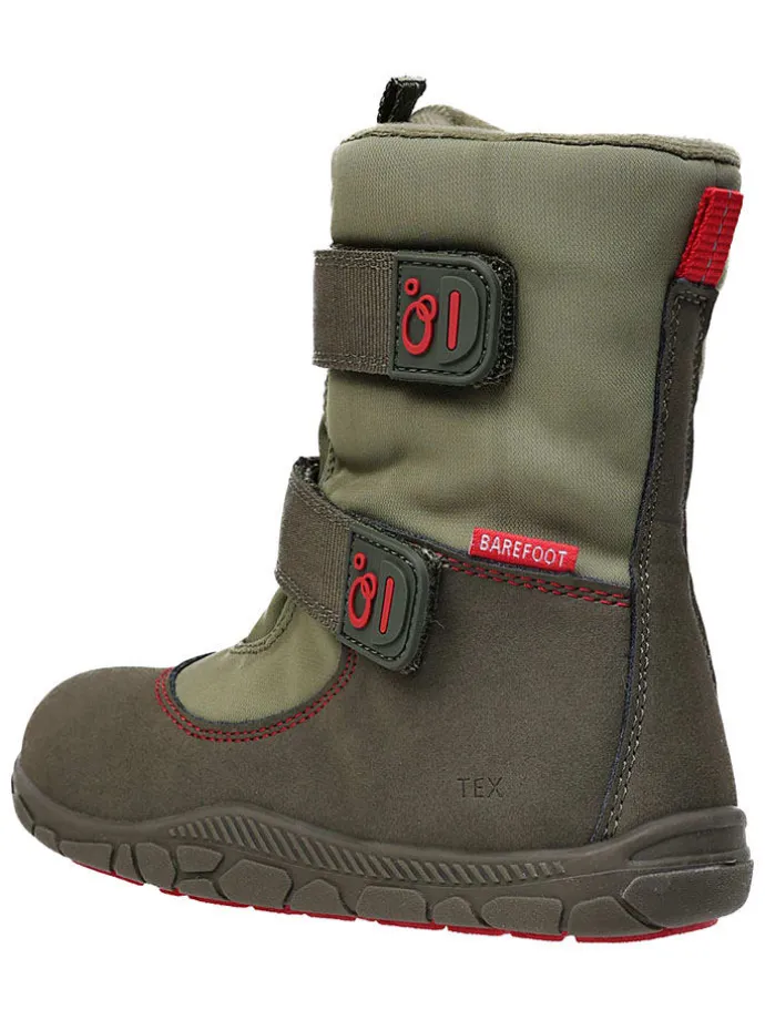 Leren barefootboots kaki