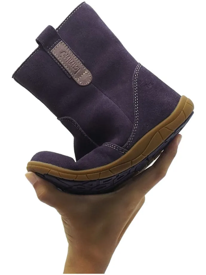 Leren barefootboots paars