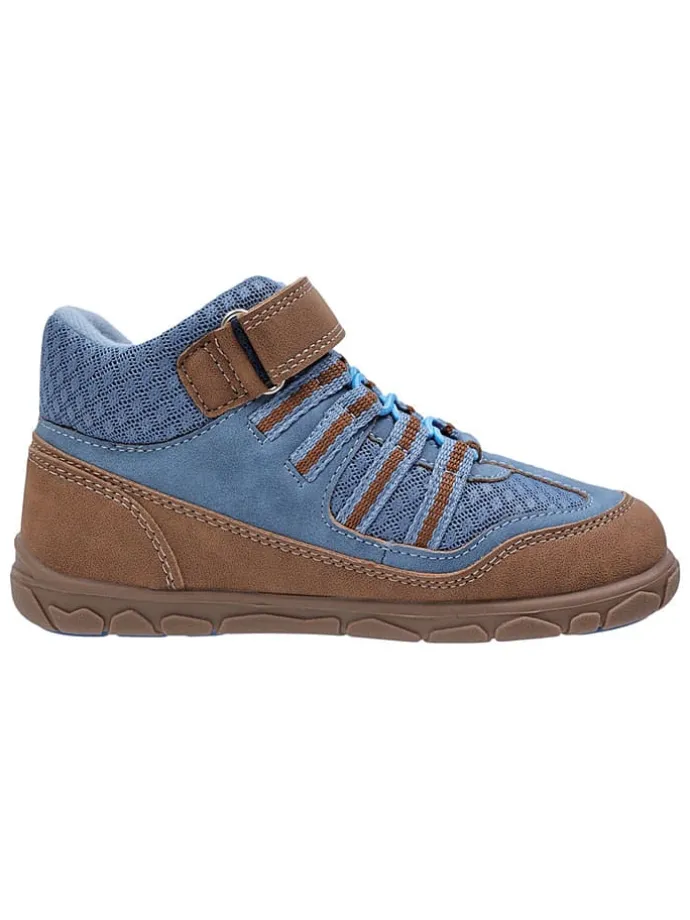 Leren barefootschoenen blauw/lichtbruin