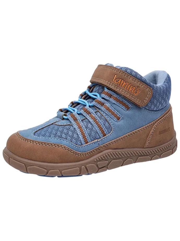 Leren barefootschoenen blauw/lichtbruin