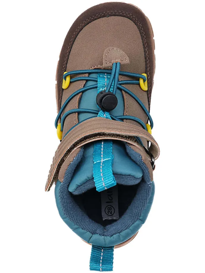 Leren barefootschoenen bruin/blauw