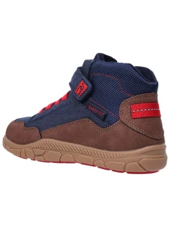 Leren barefootschoenen donkerblauw/lichtbruin