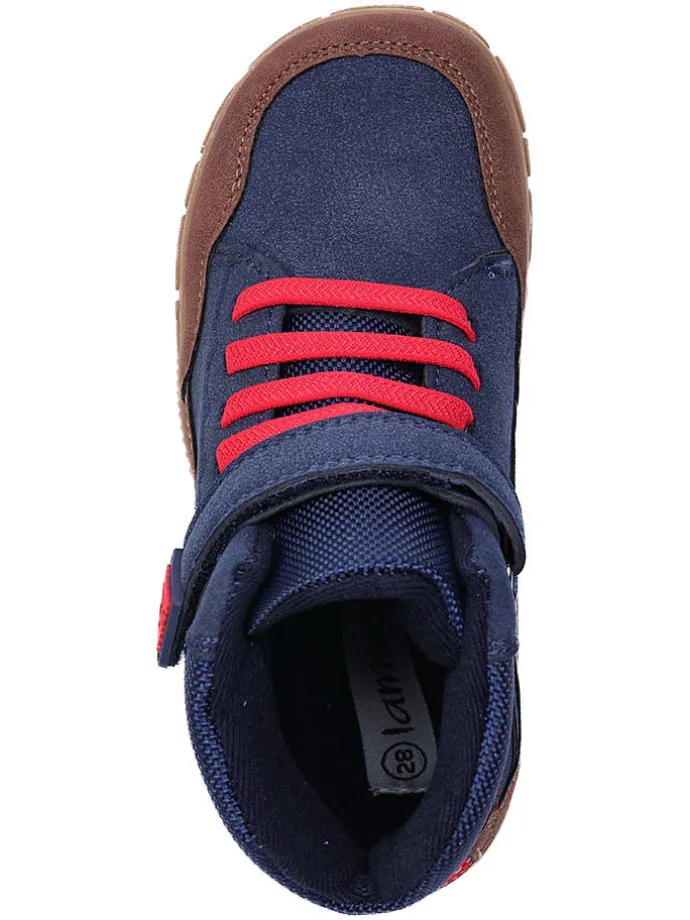 Leren barefootschoenen donkerblauw/lichtbruin