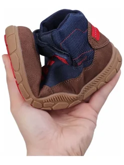 Leren barefootschoenen donkerblauw/lichtbruin