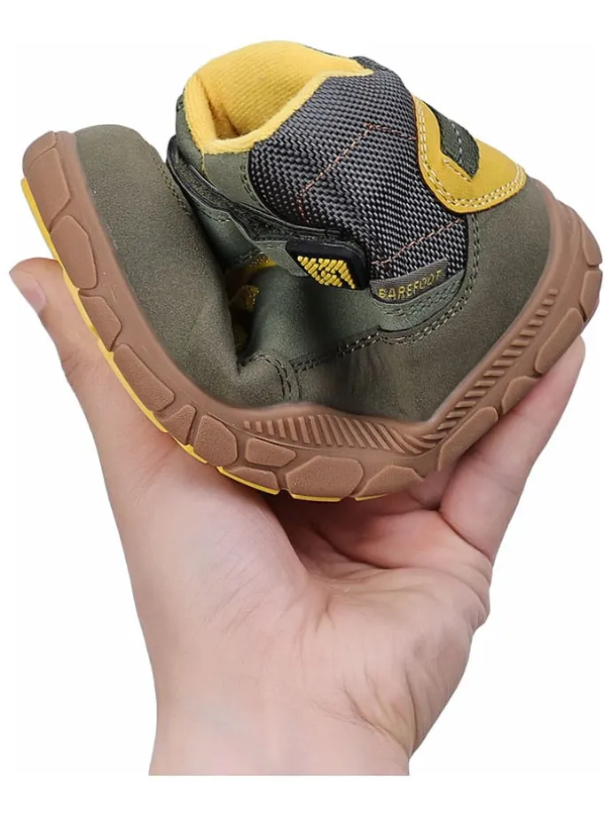 Leren barefootschoenen kaki