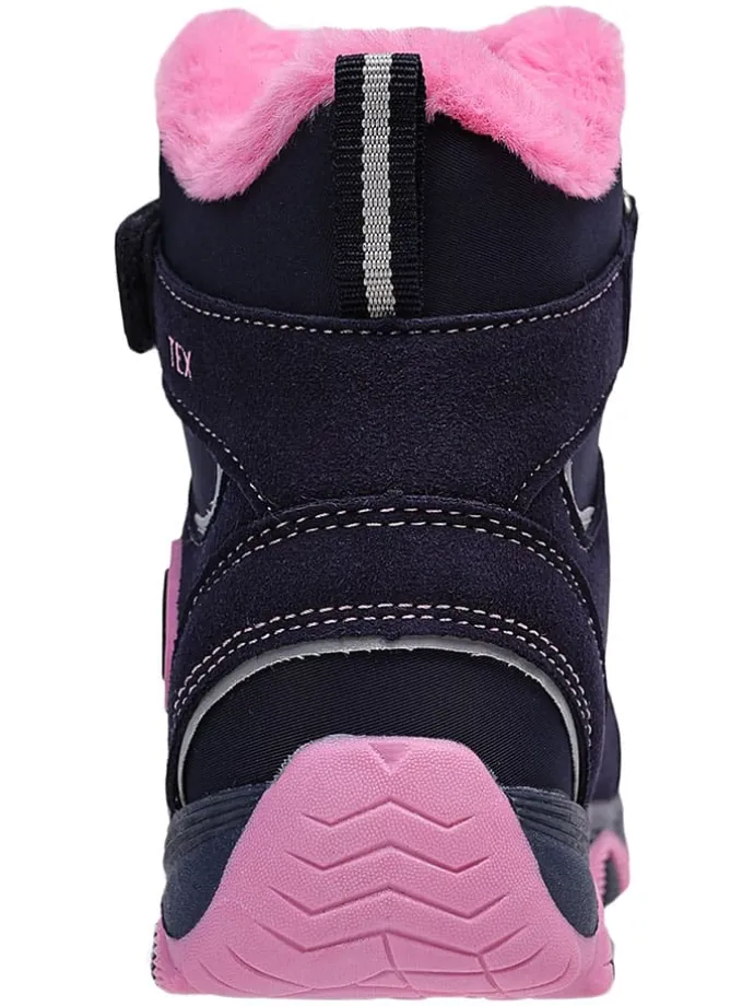 Leren boots donkerblauw/roze