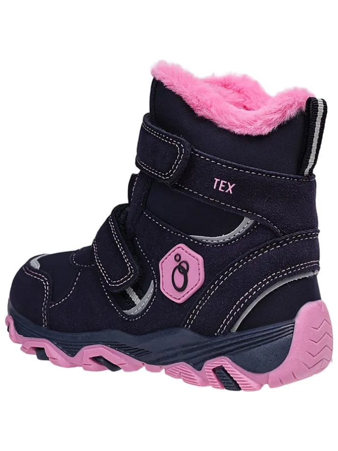Leren boots donkerblauw/roze