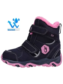 Leren boots donkerblauw/roze