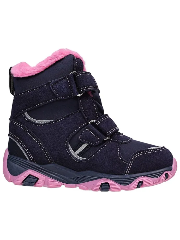 Leren boots donkerblauw/roze