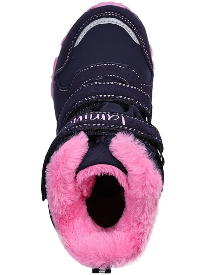 Leren boots donkerblauw/roze