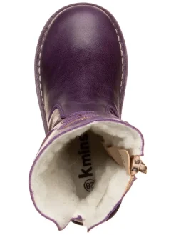 Leren boots paars/goudkleurig