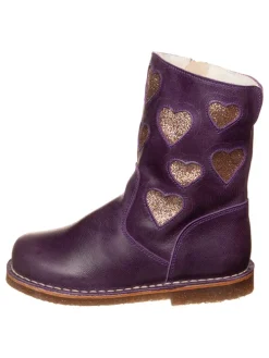 Leren boots paars/goudkleurig