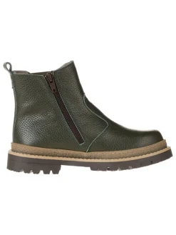 Leren chelseaboots kaki