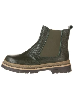 Leren chelseaboots kaki