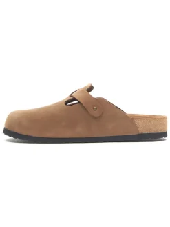 Leren clogs zandkleurig