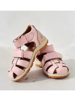Leren enkelsandalen lichtroze