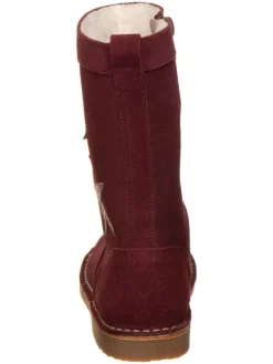 Leren laarzen donkerrood/goudkleurig
