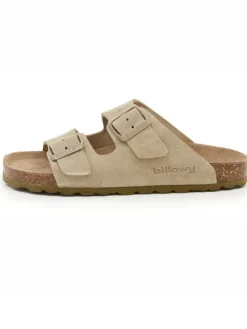 Leren slippers beige