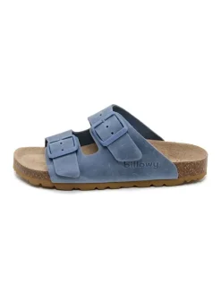 Leren slippers blauw