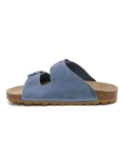 Leren slippers blauw