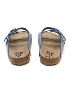 Leren slippers blauw