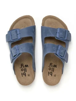 Leren slippers blauw
