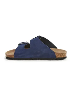 Leren slippers blauw