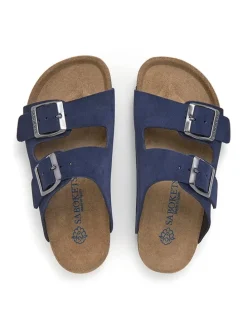 Leren slippers blauw