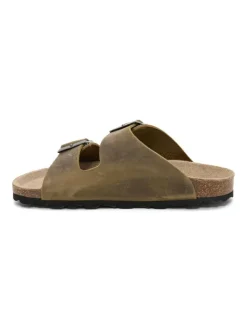 Leren slippers bruin