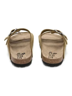 Leren slippers bruin
