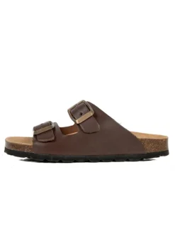 Leren slippers bruin