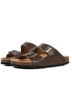 Leren slippers bruin