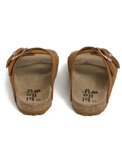 Leren slippers bruin