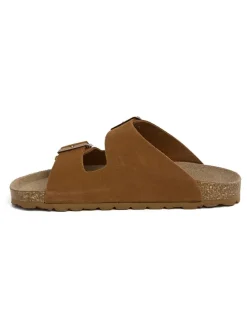 Leren slippers bruin