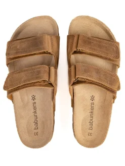 Leren slippers bruin