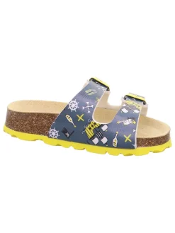 Leren slippers donkerblauw
