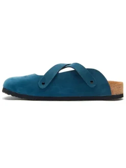 Leren slippers donkerblauw
