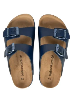 Leren slippers donkerblauw