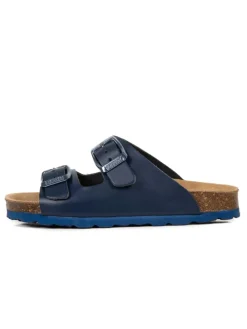 Leren slippers donkerblauw