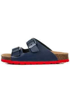 Leren slippers donkerblauw