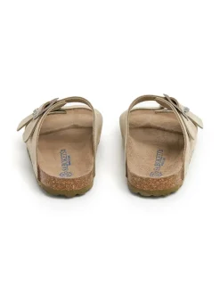 Leren slippers kaki