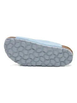 Leren slippers lichtblauw