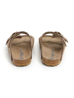 Leren slippers lichtbruin
