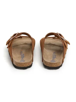Leren slippers lichtbruin