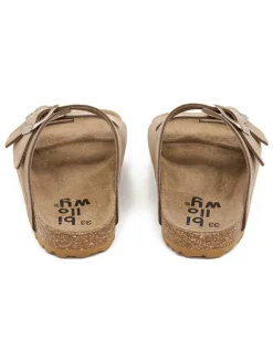 Leren slippers lichtbruin