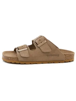 Leren slippers lichtbruin