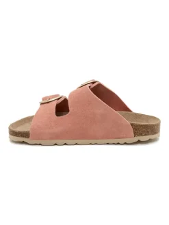 Leren slippers lichtroze
