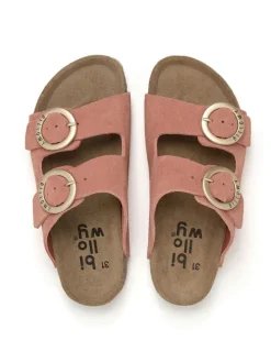 Leren slippers lichtroze