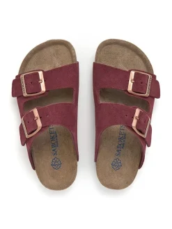 Leren slippers rood